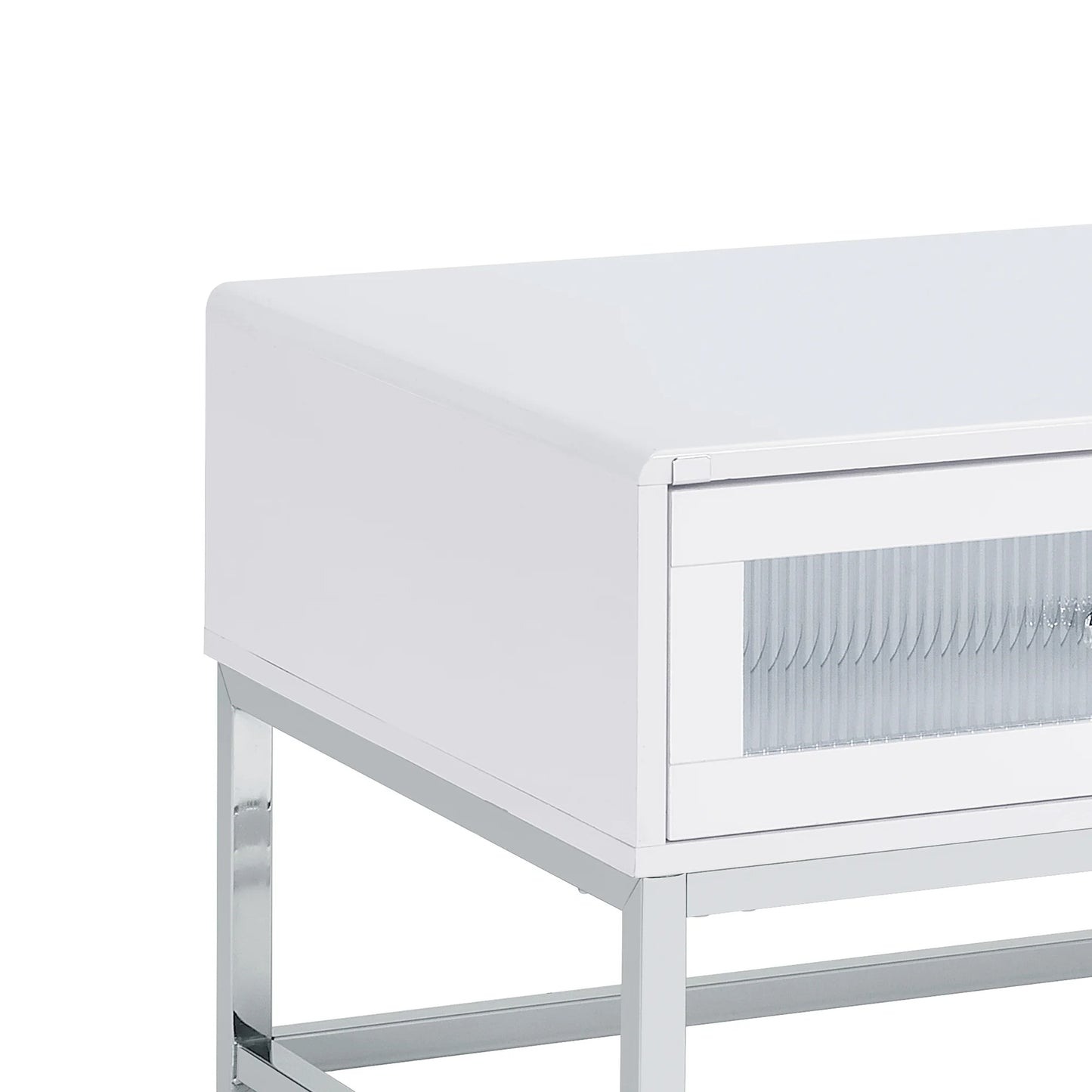 Chandra - End Table With LED And Battery Pack - Glossy White
