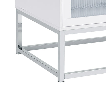 Chandra - End Table With LED And Battery Pack - Glossy White