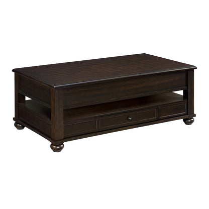 Wagner - Rectangular Lift-Top Coffee Table With Casters - Cherry