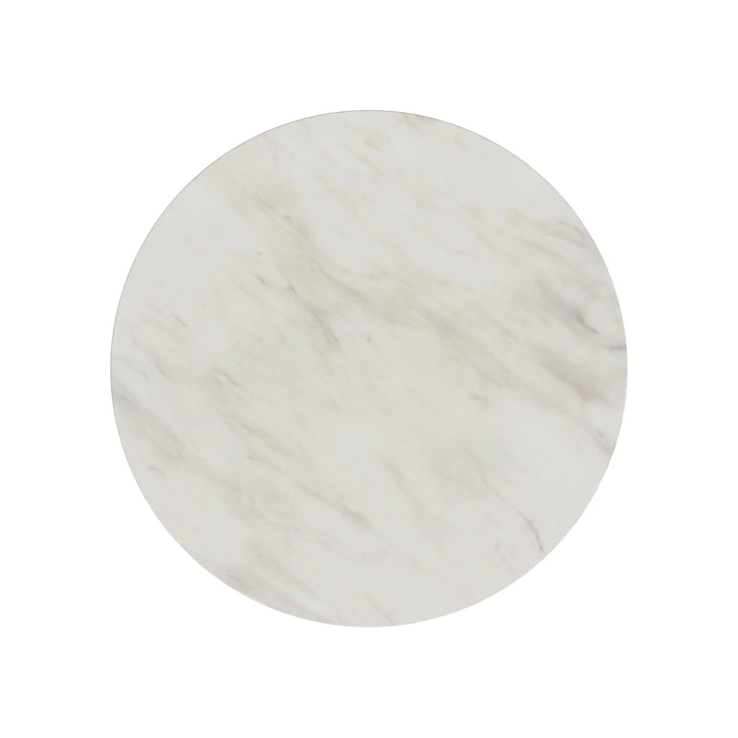 Sylvie - Round Coffee Table With White Faux Marble Top And Base - White / Dark Brown