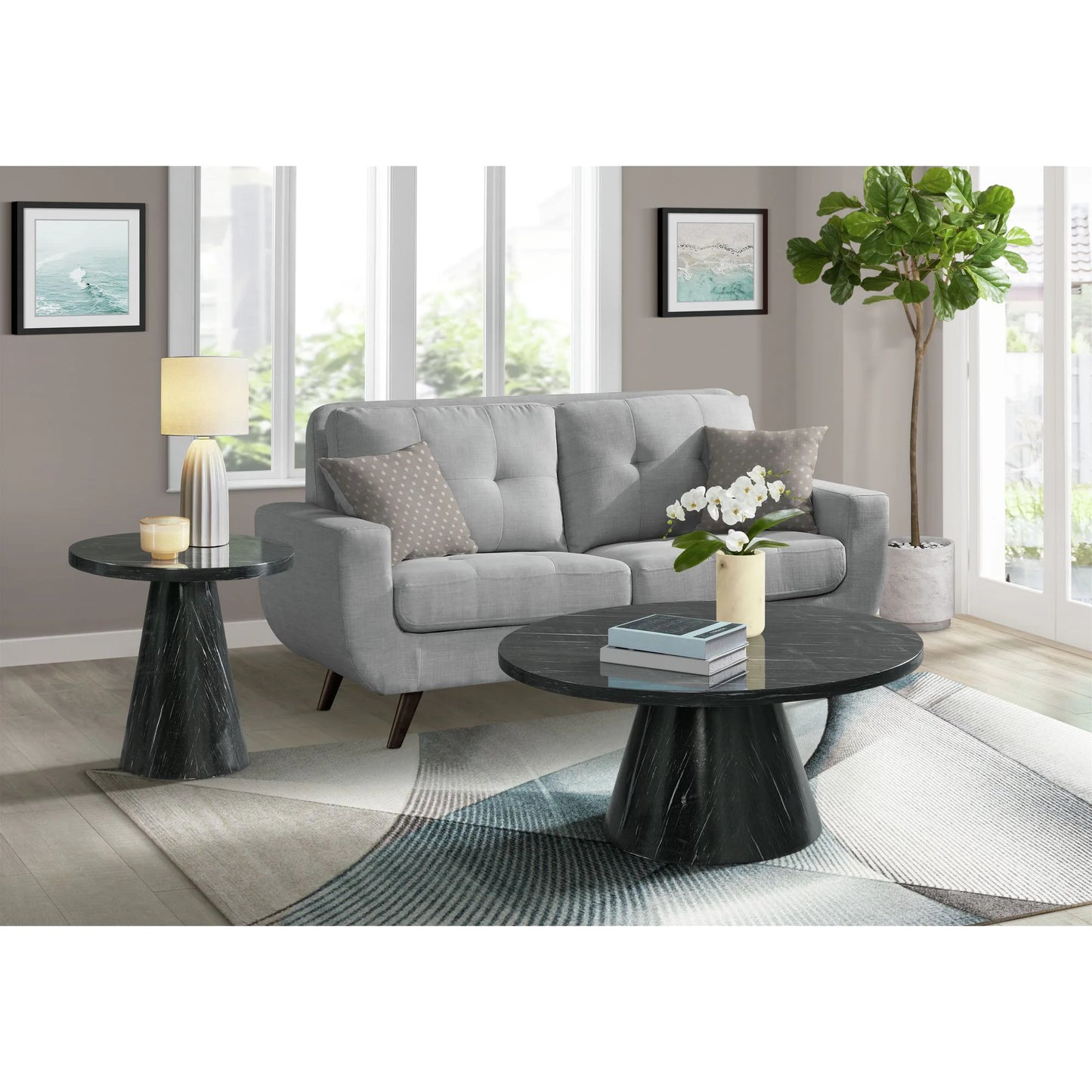 Bellini - Round Occasional Coffee Table Complete - Gray
