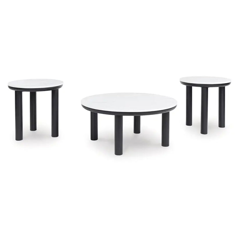 Xandrum - Black / White - Occasional Table Set (Set of 3)