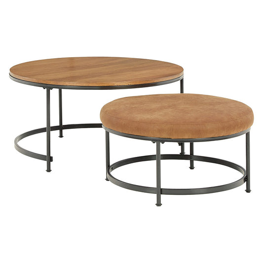 Drezmoore - Light Brown / Black - Nesting Cocktail Tables (Set of 2)