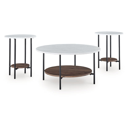 Wrenwich - Brown / Black / White - Occasional Table Set (Set of 3)