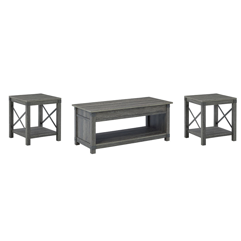 Freedan - Grayish Brown - 3 Pc. - Coffee Table, 2 End Tables