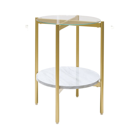 Wynora - White / Gold - Round End Table