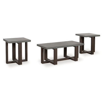 Dynnford - Gray / Brown - Occasional Table Set (Set of 3)