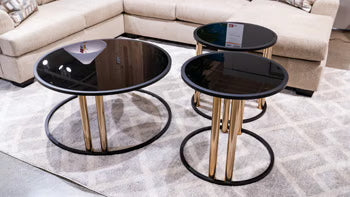 Hannerly - Black / Gold Finish - Occasional Table Set (Set of 3)