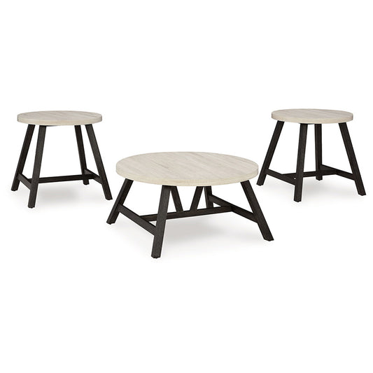 Fladona - Black / White - Occasional Table Set (Set of 3)