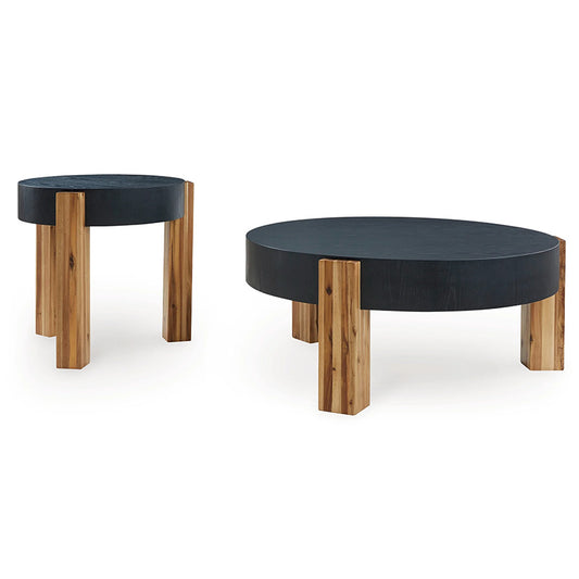 Breenmore - Black / Natural - Occasional Table Set (Set of 2)