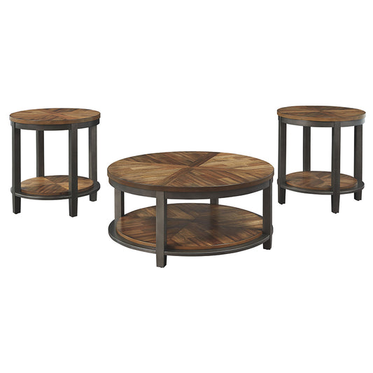 Roybeck - Light Brown / Bronze - Occasional Table Set (Set of 3)