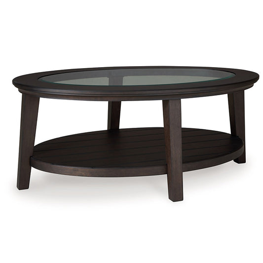 Celamar - Dark Brown - Oval Cocktail Table