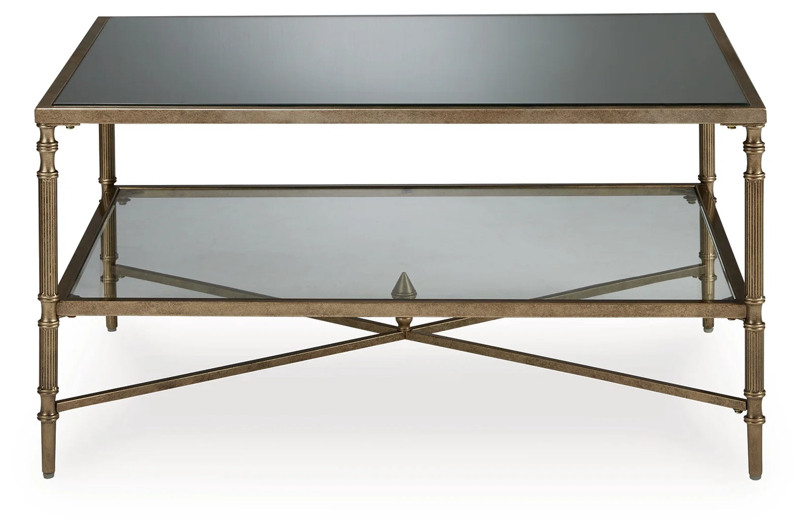 Cloverty - Aged Gold Finish - Rectangular Cocktail Table 2