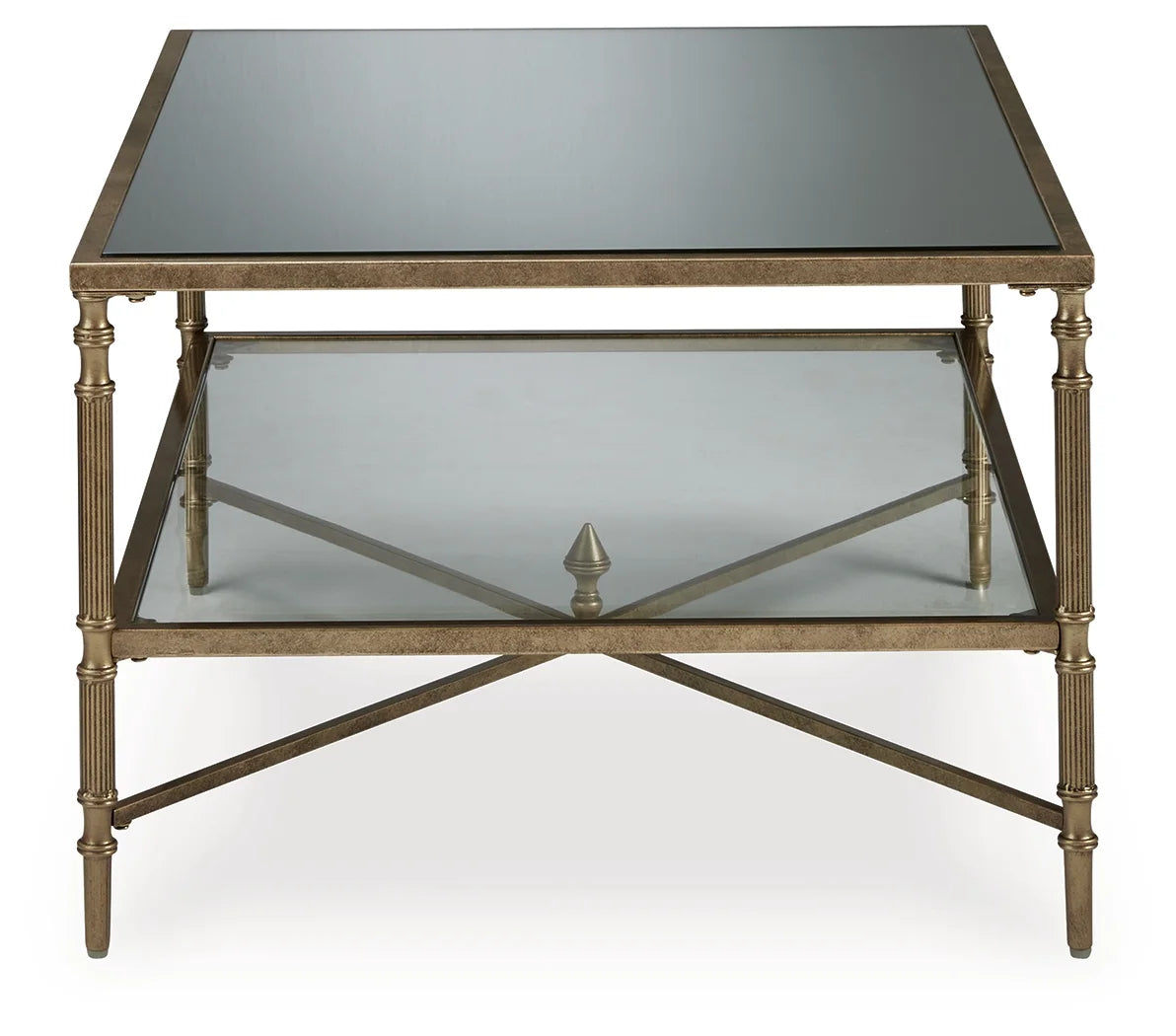 Cloverty - Aged Gold Finish - Rectangular Cocktail Table 3