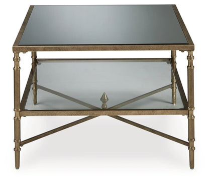 Cloverty - Aged Gold Finish - Rectangular Cocktail Table 3