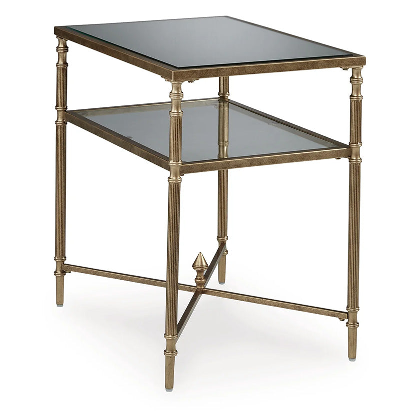 Cloverty - Aged Gold Finish - Rectangular End Table