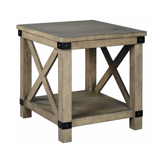 Aldwin - Gray - Rectangular End Table - Crossbuck Styling