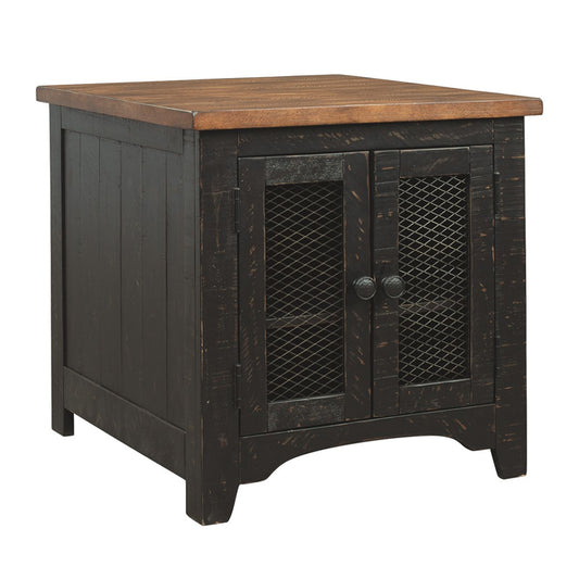 Valebeck - Black / Brown - Rectangular End Table