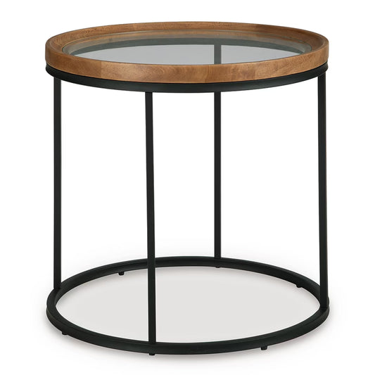 Noraluna - Round End Table - Medium Brown