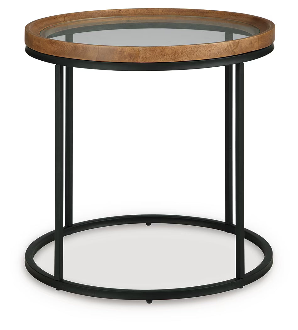 Noraluna - Round End Table - Medium Brown