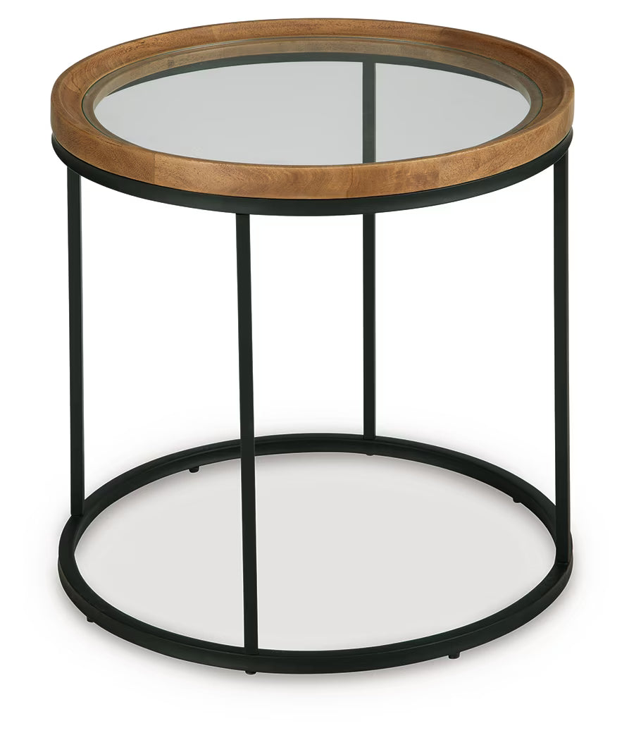 Noraluna - Round End Table - Medium Brown