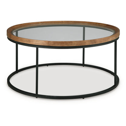 Noraluna - Round Cocktail Table - Medium Brown
