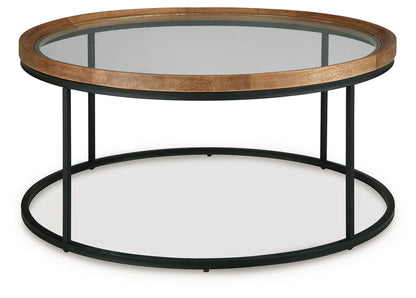 Noraluna - Round Cocktail Table - Medium Brown