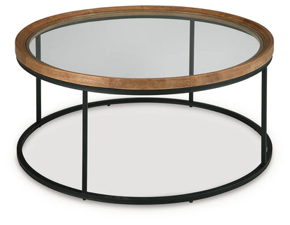 Noraluna - Round Cocktail Table - Medium Brown