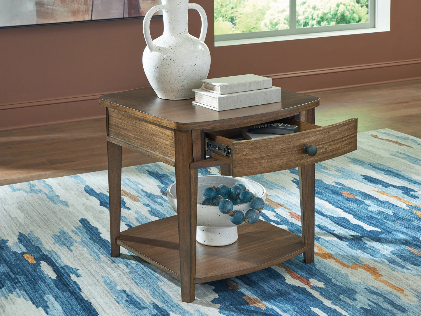 Burkbyer - Brown - Rectangular End Table
