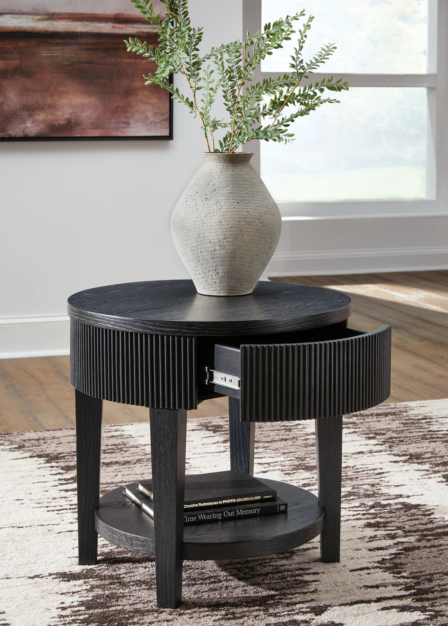 Marstream - Black - Round End Table-5