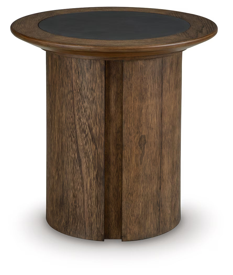 Dontayne - Round End Table - Warm Brown