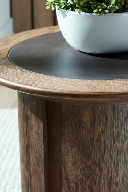 Dontayne - Round End Table - Warm Brown
