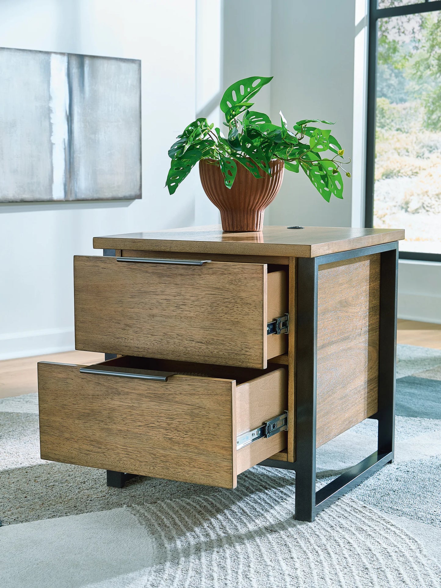 Montia - Rectangular End Table - Light Brown