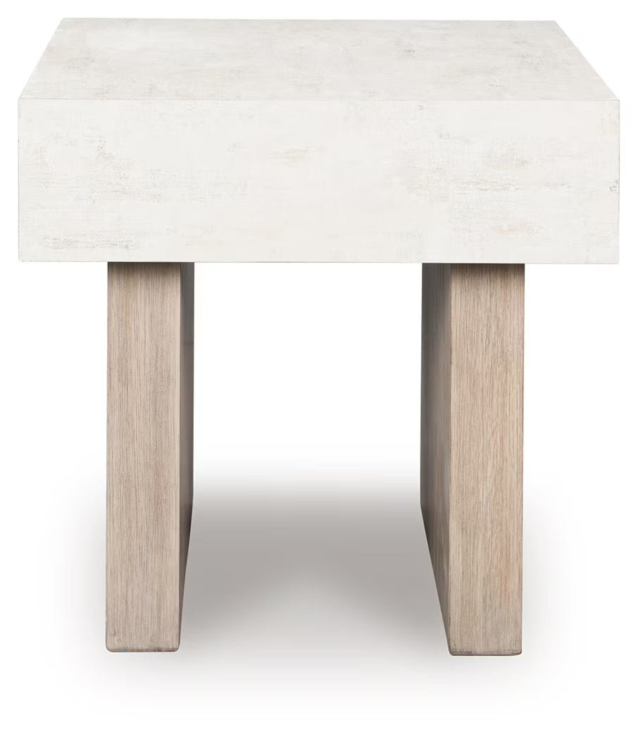 Jorlaina - Light Grayish Brown - Square End Table With Faux Cement Top