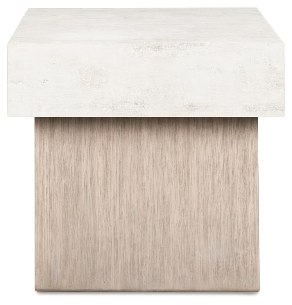 Jorlaina - Light Grayish Brown - Square End Table With Faux Cement Top