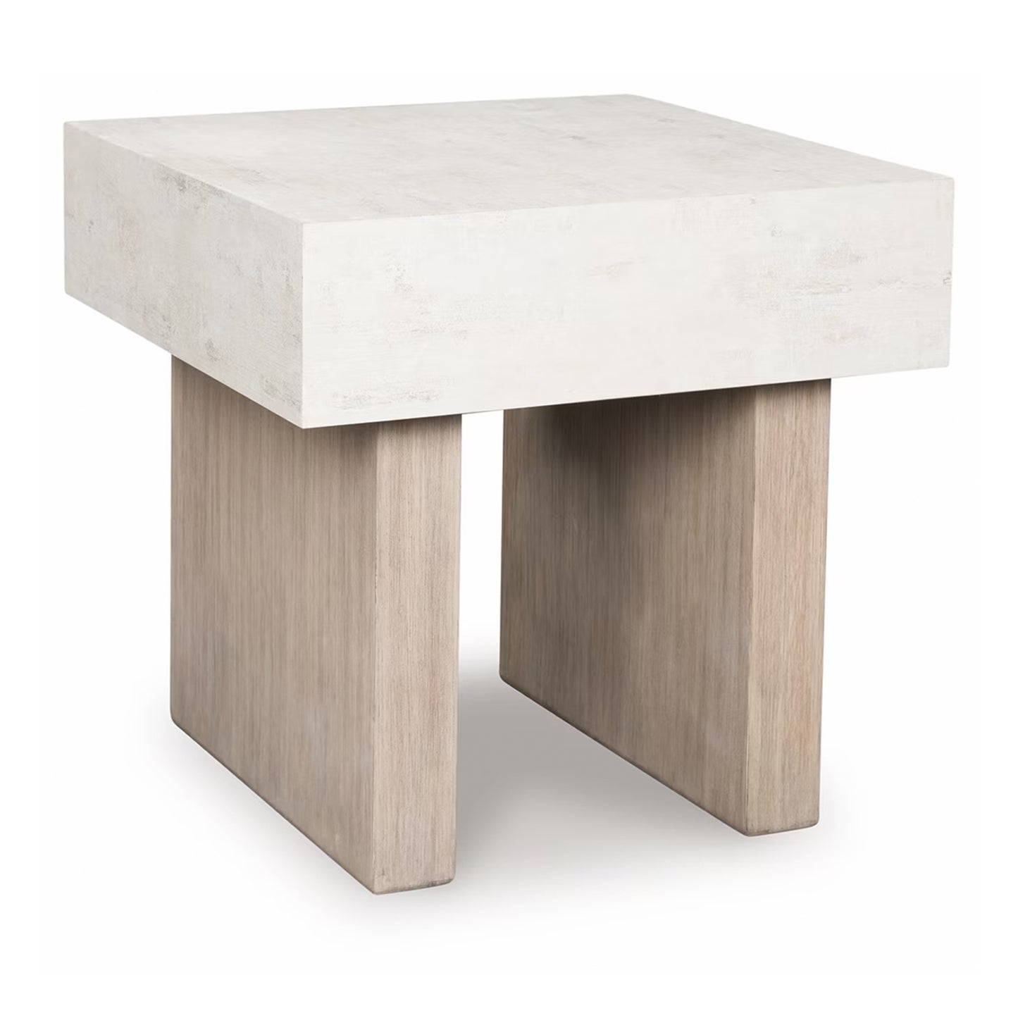 Jorlaina - Light Grayish Brown - Square End Table With Faux Cement Top