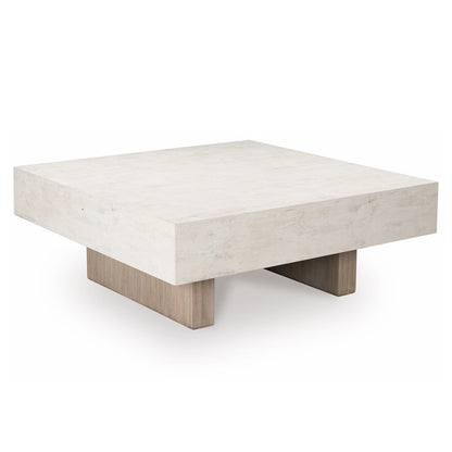 Jorlaina - Light Grayish Brown - Square Cocktail Table With Faux Cement Top