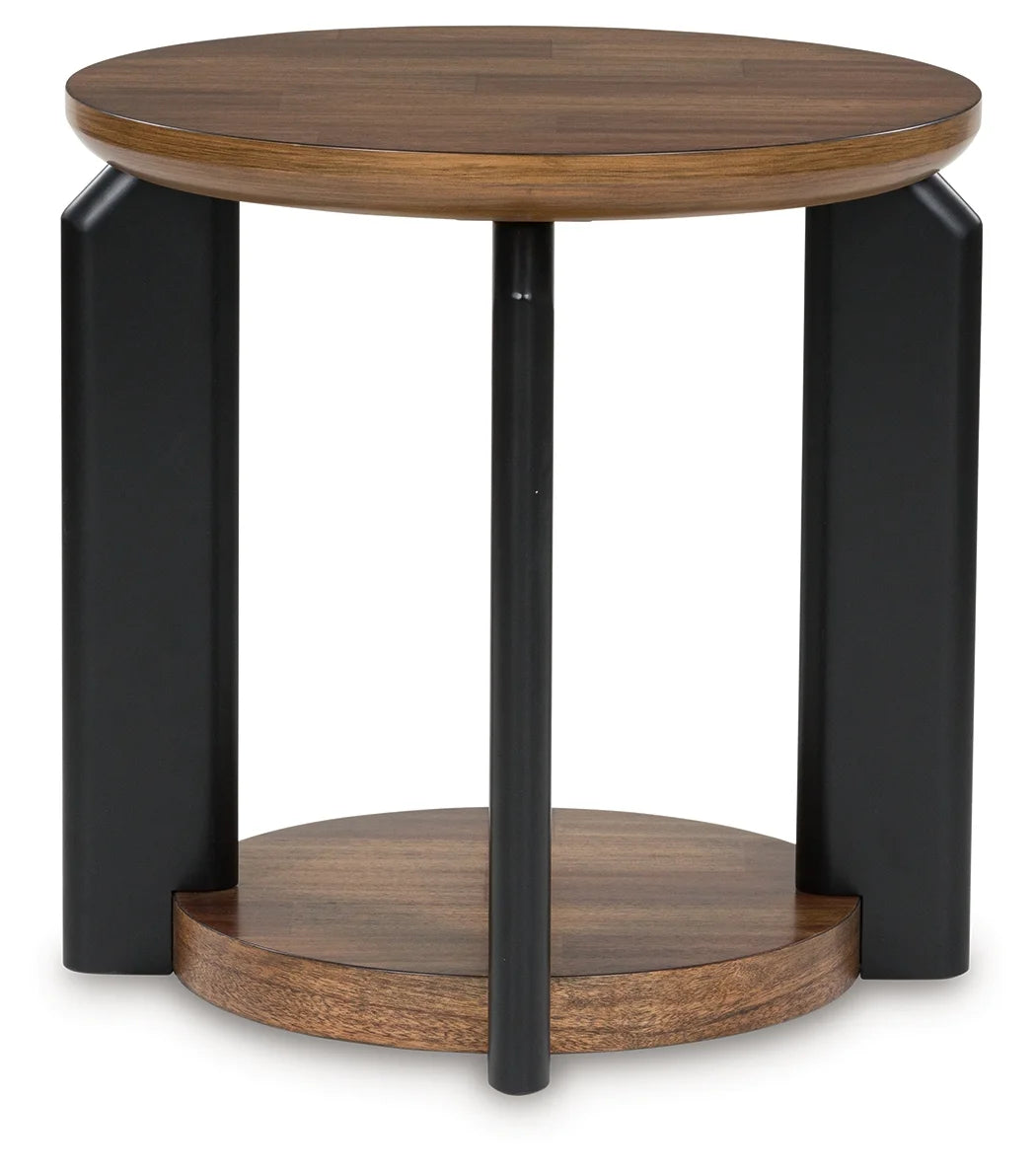 Kraeburn - Brown / Black - Round End Table-2