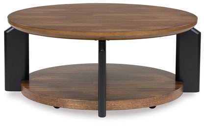 Kraeburn - Brown / Black - Round Cocktail Table-2