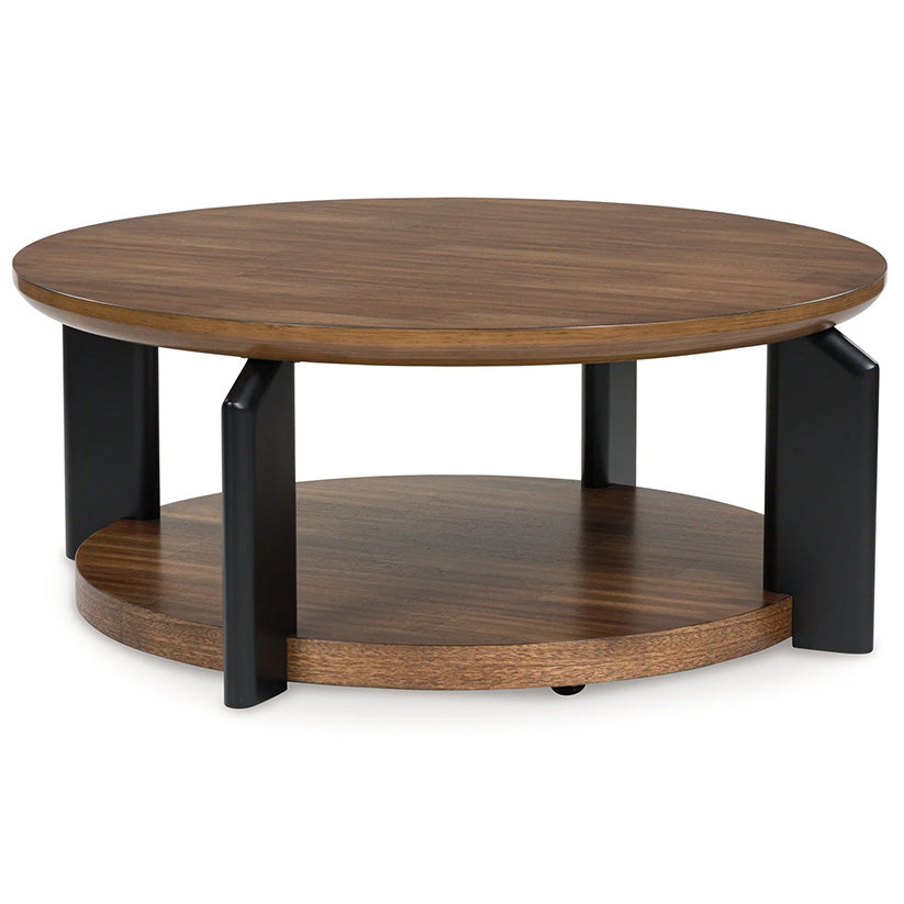 Kraeburn - Brown / Black - Round Cocktail Table