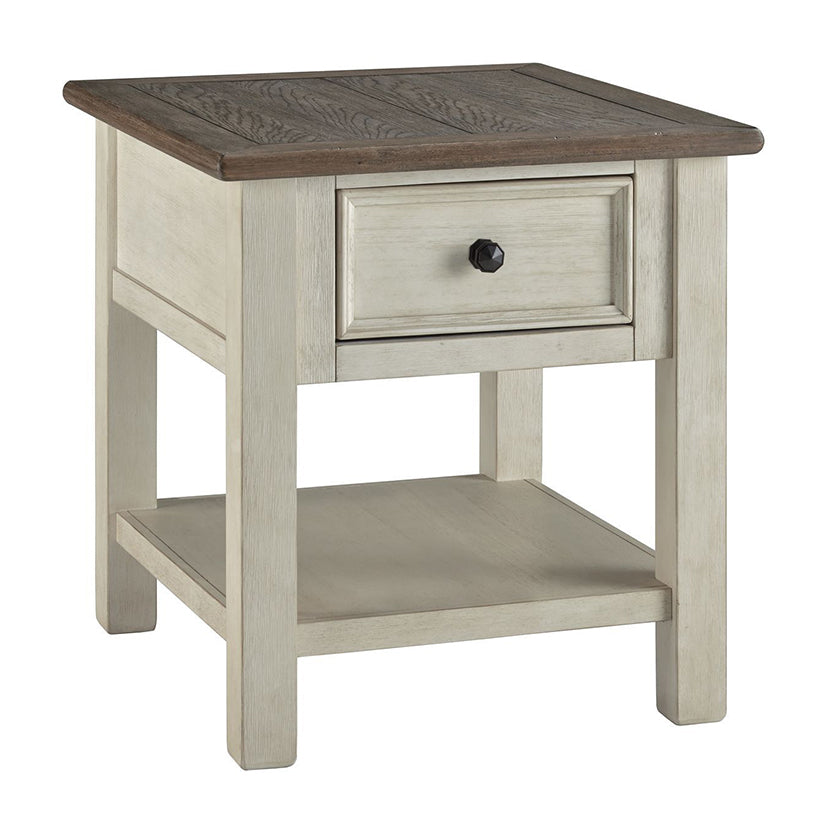 Bolanburg - White / Brown / Beige - Rectangular End Table