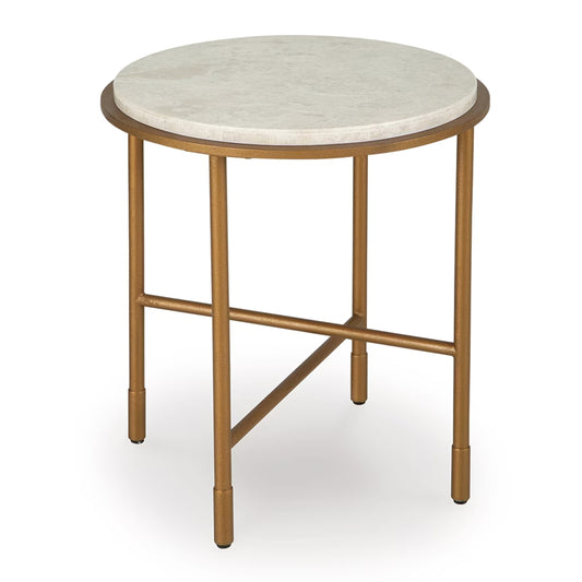 Alben - Round End Table - Antique Gold