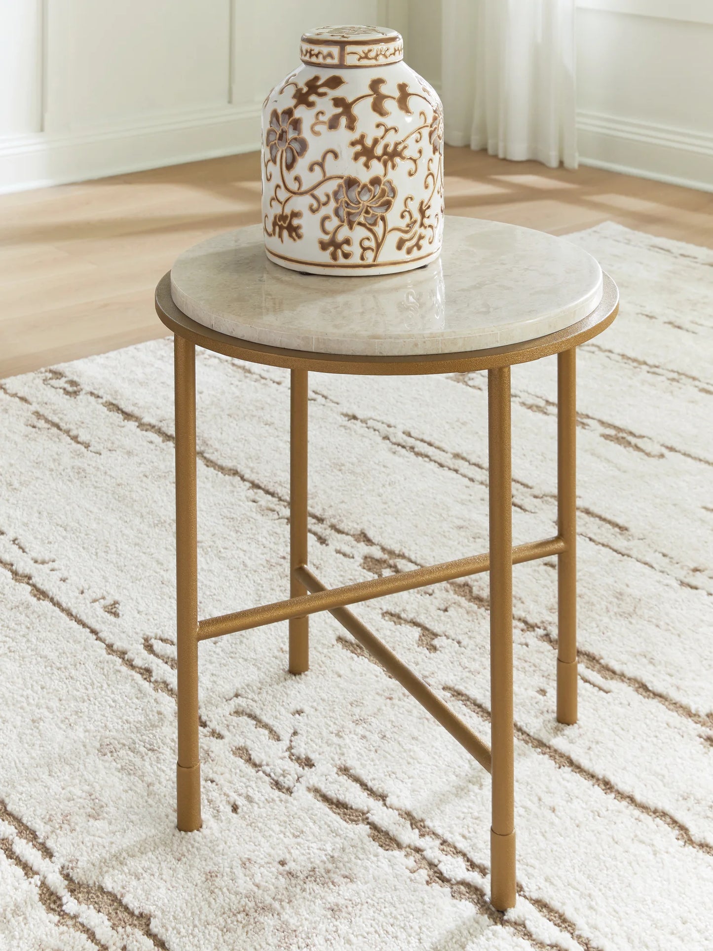 Alben - Round End Table - Antique Gold