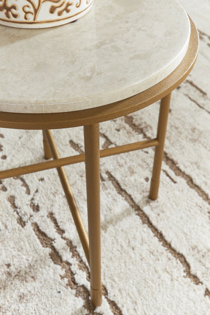 Alben - Round End Table - Antique Gold