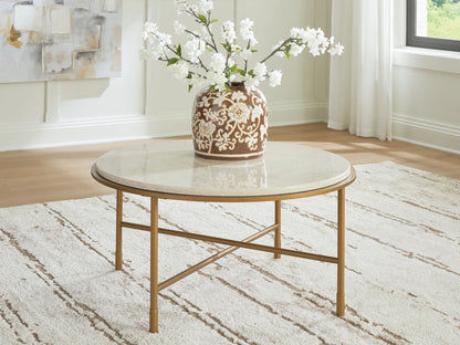 Alben - Round Cocktail Table - Antique Gold