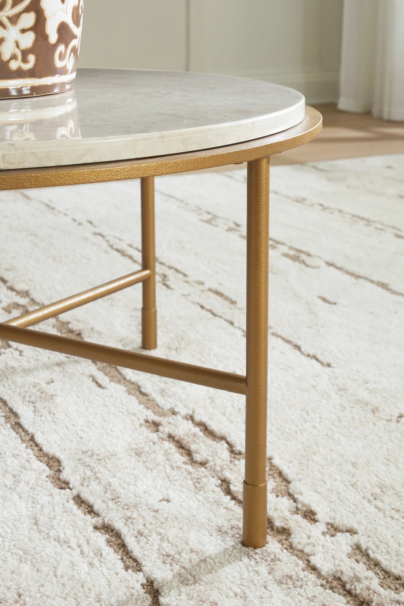 Alben - Round Cocktail Table - Antique Gold