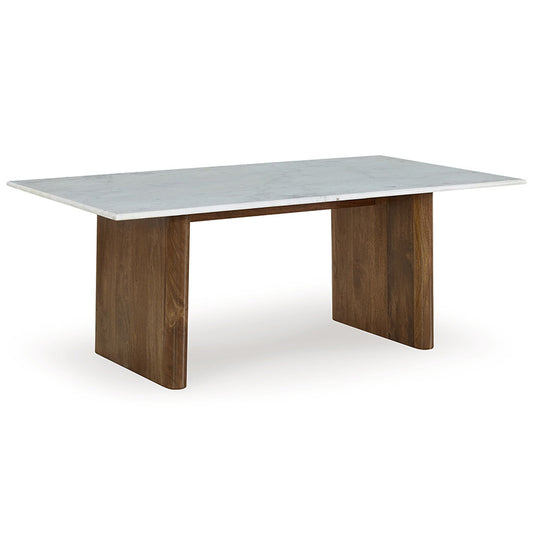 Isanti - Light Brown / White - Rectangular Cocktail Table