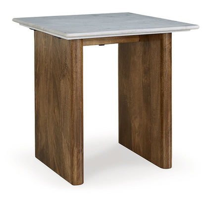 Isanti - Light Brown / White - Rectangular End Table