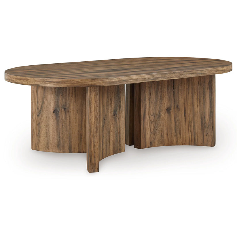 Austanny - Warm Brown - Oval Cocktail Table