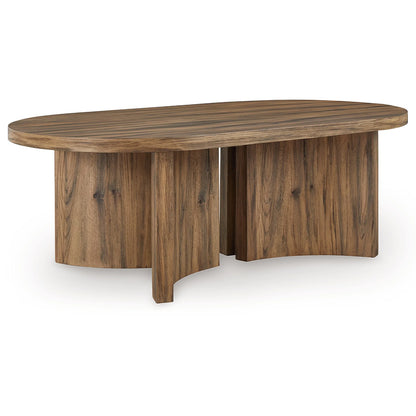 Austanny - Warm Brown - Oval Cocktail Table